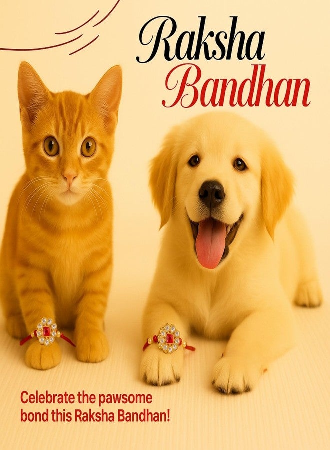 Sage Square Paw Bandhan Rakhi for Dog, Cat & Small Pets | Celebrate Bonds of Love This Raksha Bandhan | Cute Rakhi with Beads, Decorative Threads | Gift for Pet Lovers & Furry Companions (Type 20) - Image 2
